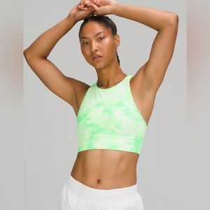 Lululemon Energy Bra High Neck Long Line. Lemon/lime tie-dye. Size 6.